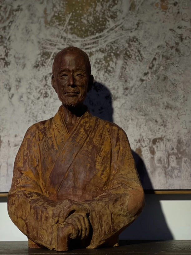 弘一法师陈年整木龙眼木原创手工雕刻藏品孤品
