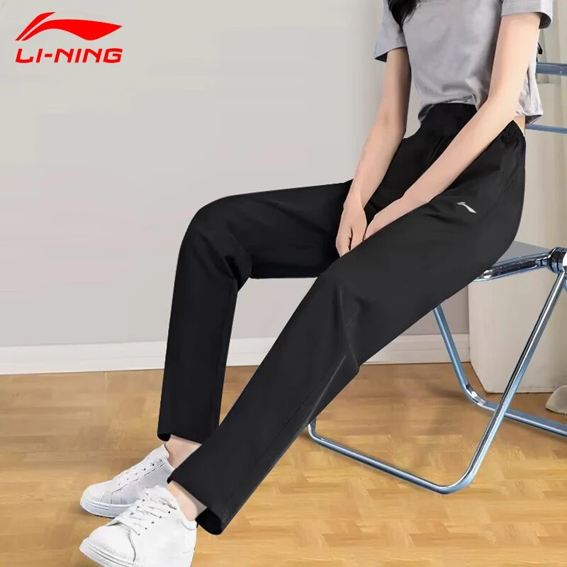 李宁运动裤女2025夏季薄款冰丝速干时尚黑色长裤显瘦健身休闲卫裤