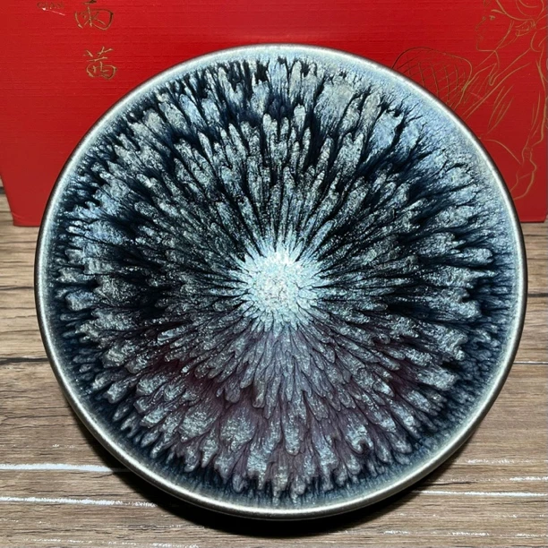 建阳建盏陶瓷茶杯名家黄雨茜百花盏杯纯手工铁胎天目盏主人杯