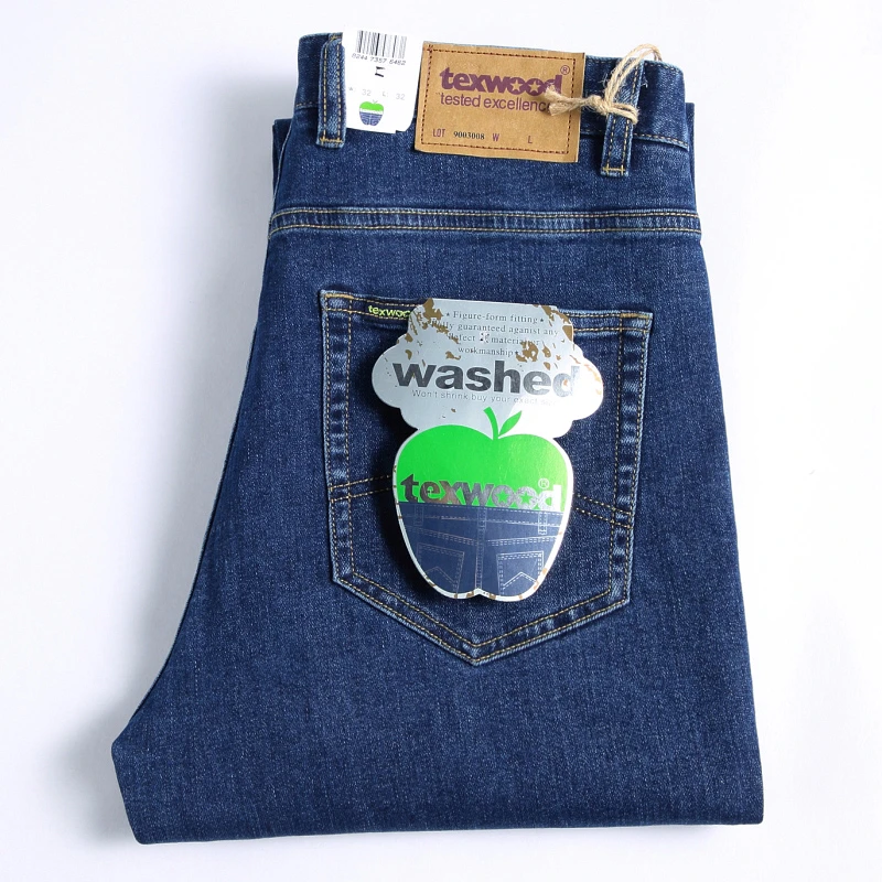 德士活苹果牛仔裤男款中蓝色小直筒弹力合身秋冬季厚款休闲男裤子