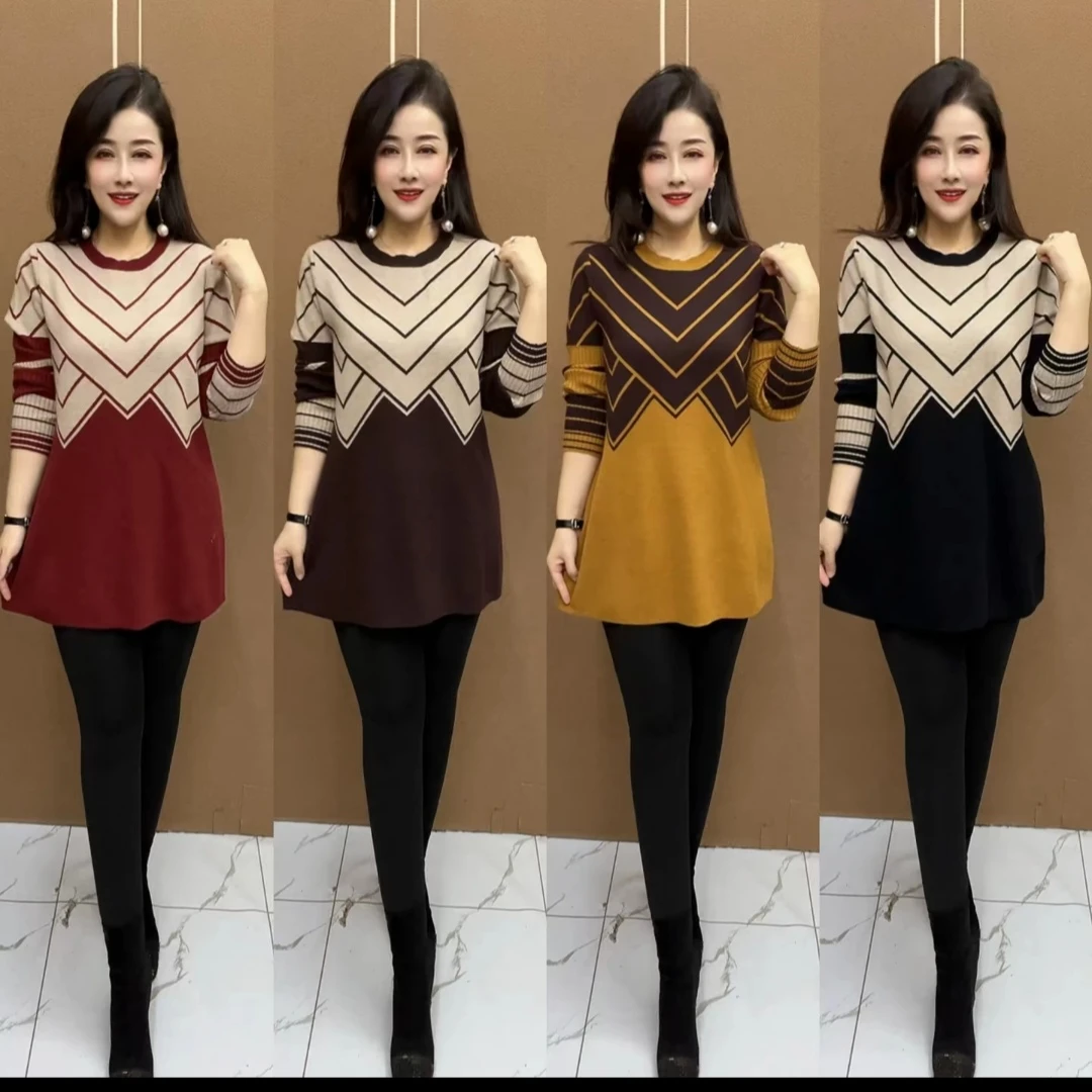 TT气质双拼色超柔针织连衣裙