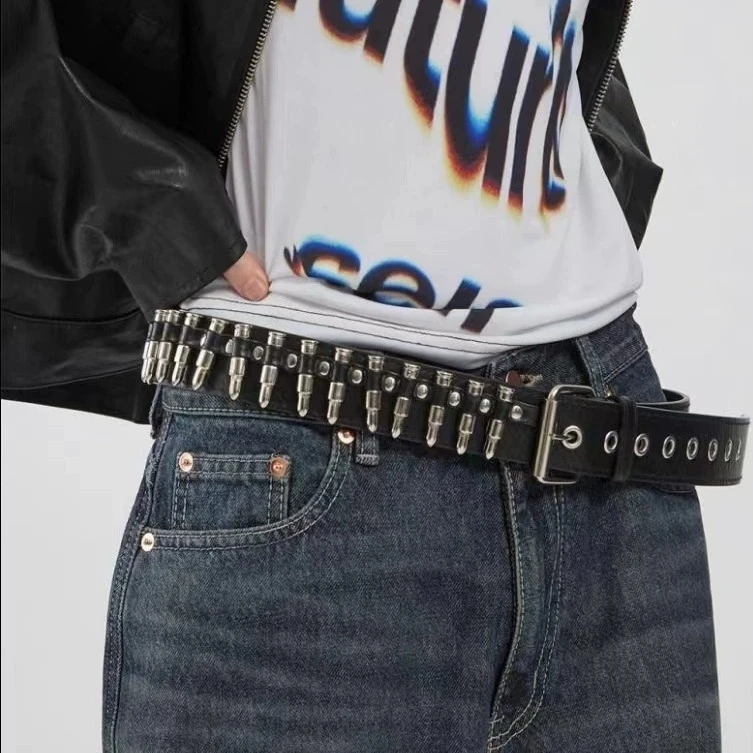 ins原创小众朋克y2k铆钉子弹头腰带左元杰同款金属牛仔裤百搭皮带