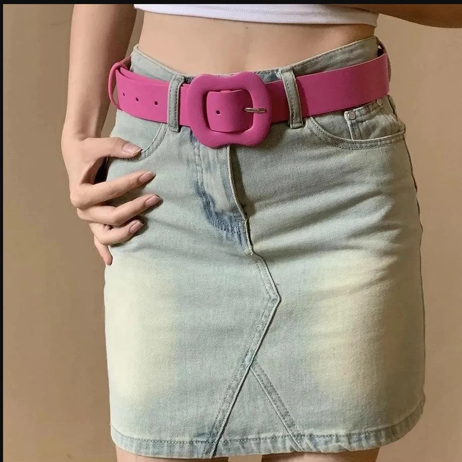玫红色y2k腰带女高级感装饰配牛仔裙牛仔裤西装女皮带多巴胺辣妹