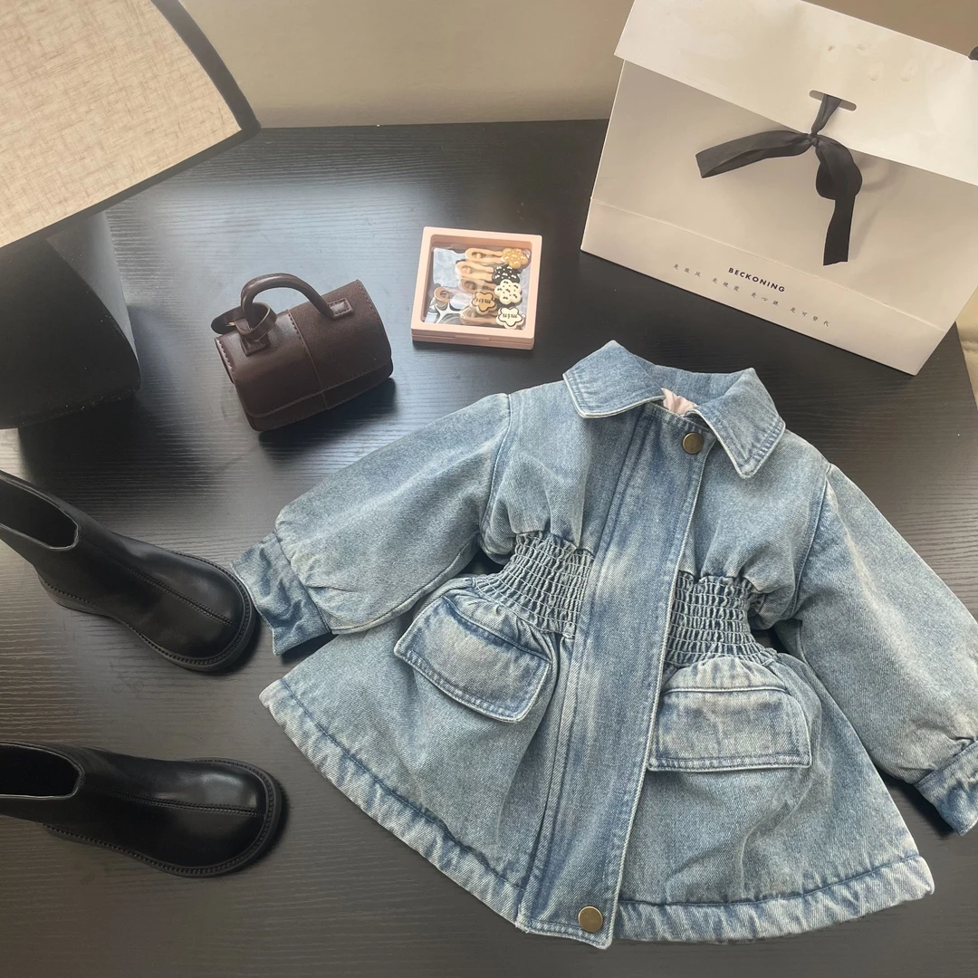 【1】 韩版女童秋冬款加厚收腰牛仔外套