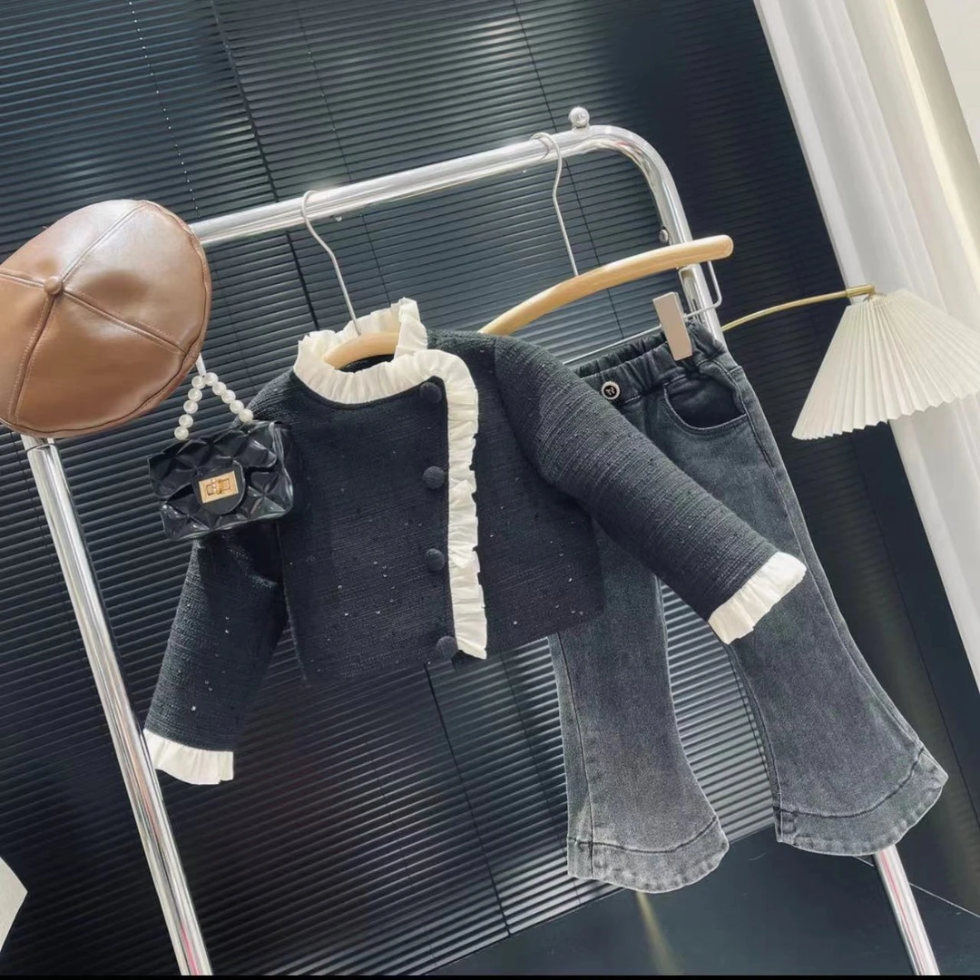 【糯小诺】开学季韩版女童秋冬拼接小香风外套