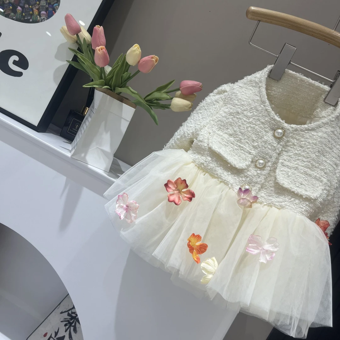 【1】萌娃穿搭小众设计白天鹅蓬蓬纱款小香风外套