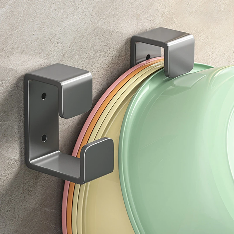 卫生间置物架洗脸盆收纳架子浴室免打孔壁挂置物架放脸盆挂钩神器