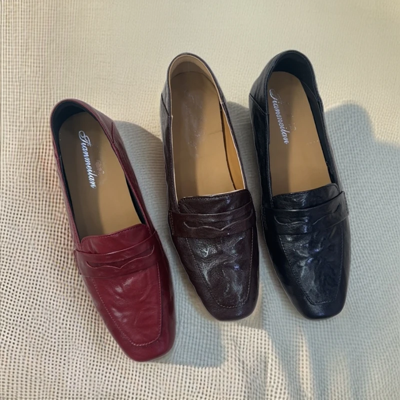 羊皮复古英伦风乐福鞋小皮鞋