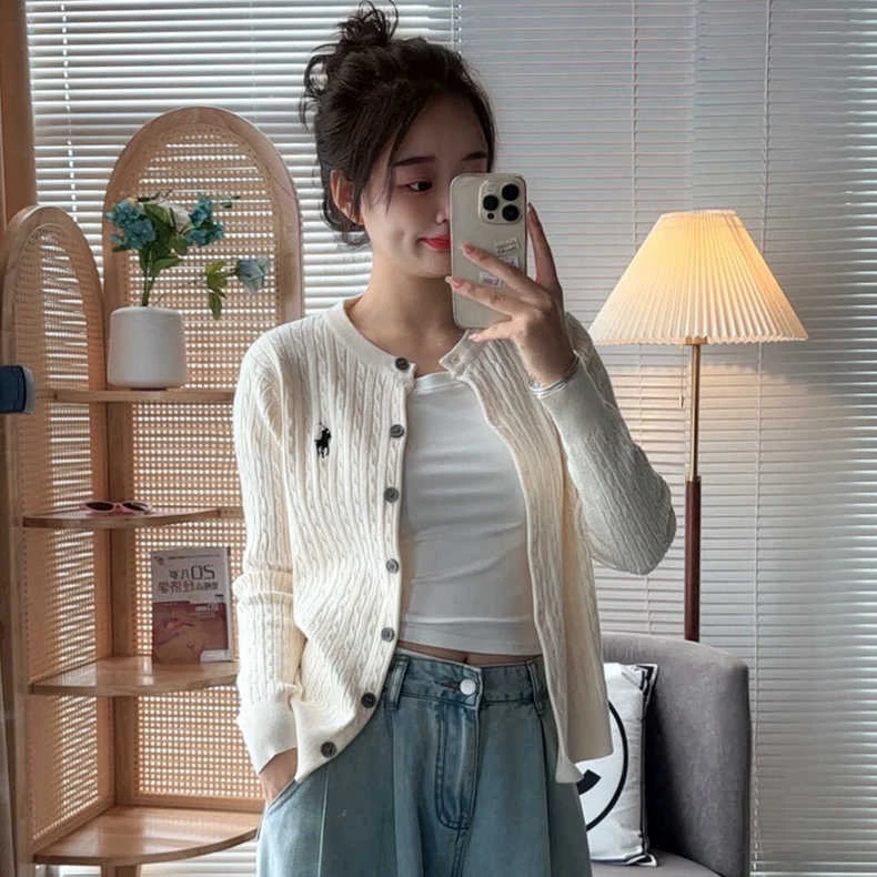 【现货】麻花针织开衫女春秋季学院风外搭软糯高品质短款毛衣B5-10