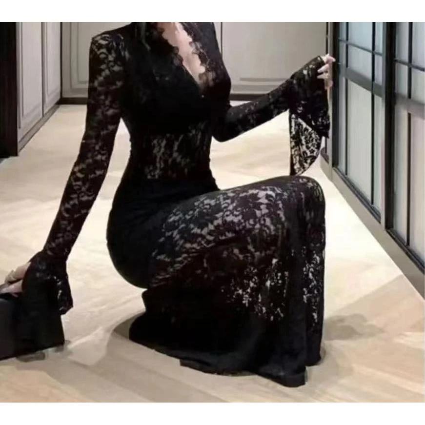 （大肥）【迷情后妈】黑色蕾丝包臀裙大码（挑身材）3329+3330