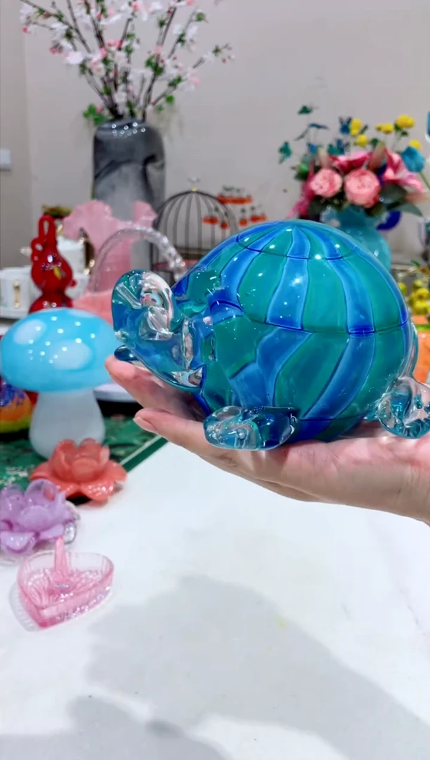 【闪购商品】琉璃手工艺品绿蓝龟