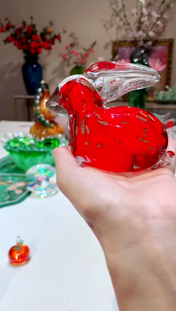 【闪购商品】琉璃手工艺品红色兔子