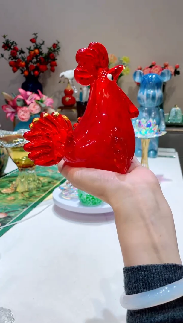 【闪购商品】琉璃手工艺品红色公鸡