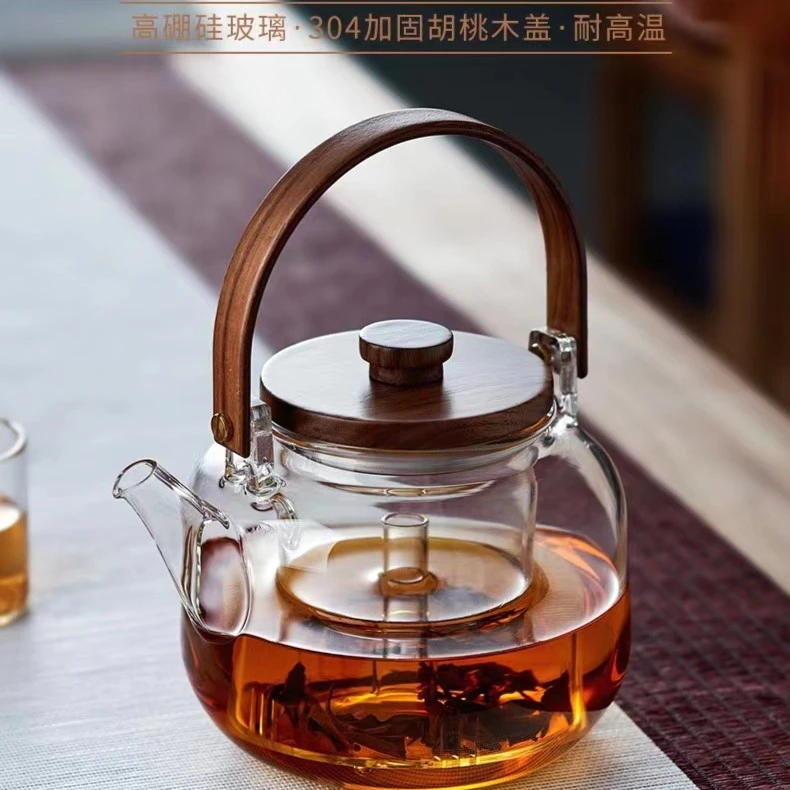 煮茶壶玻璃耐高温大容量家用泡茶烧水壶可明火电陶炉蒸煮茶器单壶