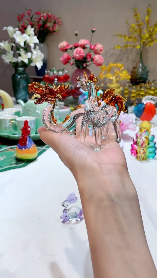【闪购商品】琉璃手工艺品金色龙+马