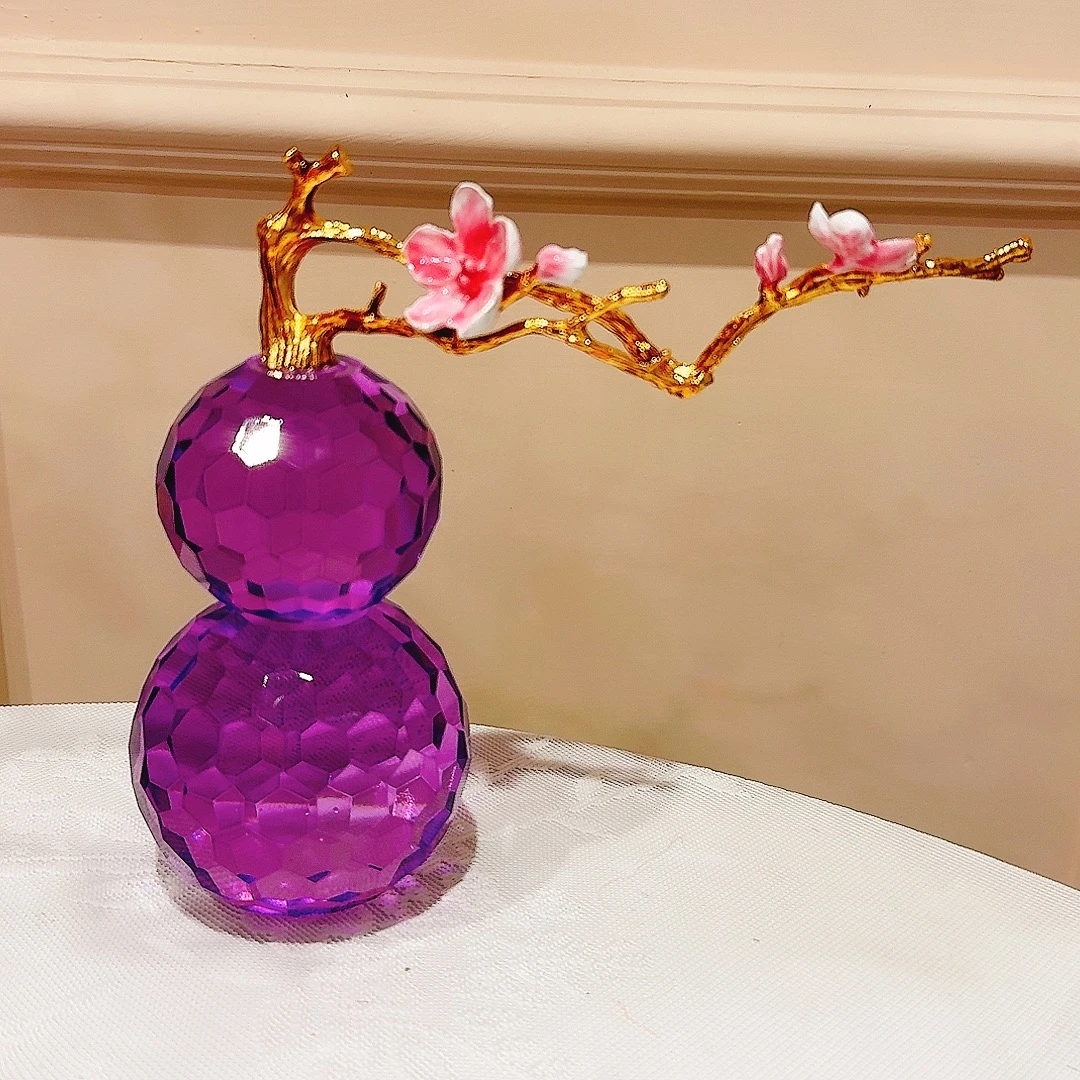 紫色 水晶摆件葫芦（带杆）