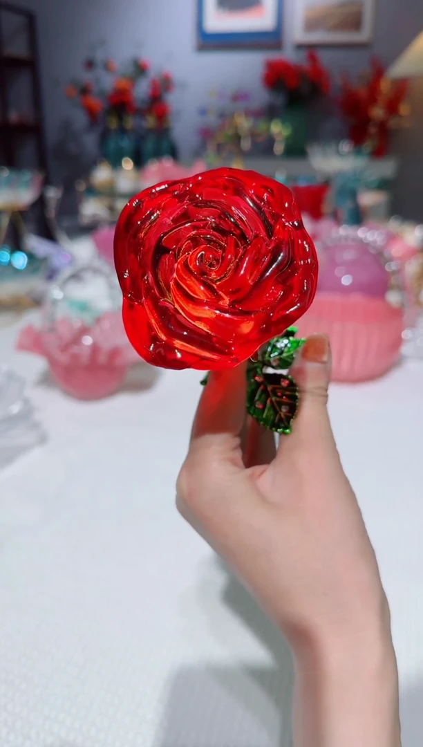 【闪购商品】水晶单头玫瑰花+花瓶