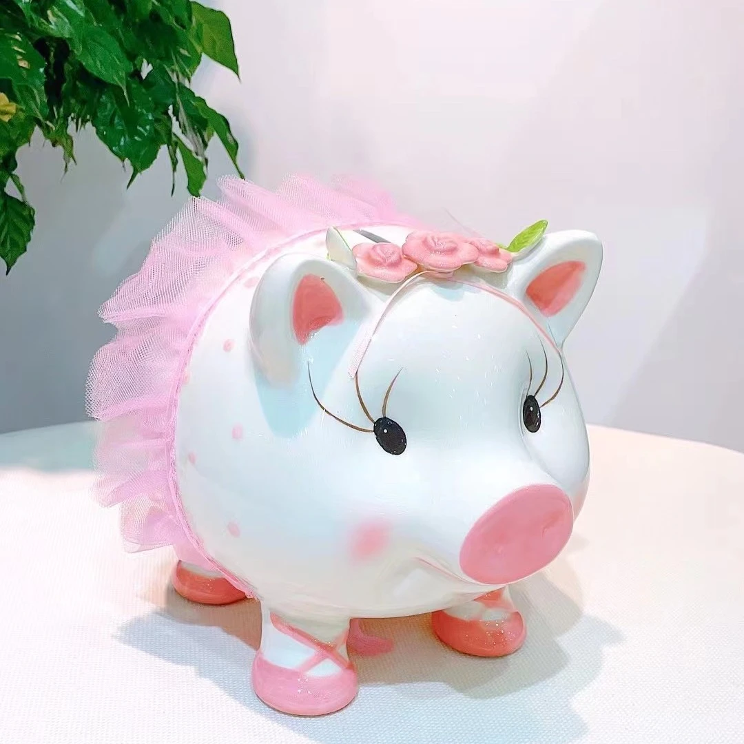 跳芭蕾的美女猪猪存钱罐超大号摆件