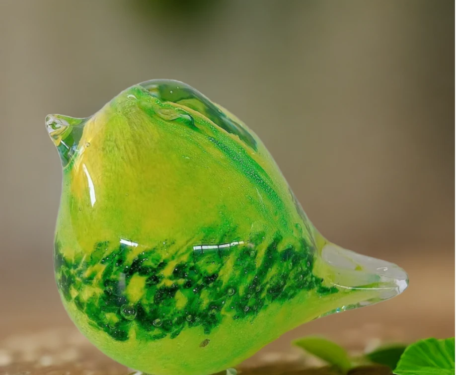 出口欧美彩色人工手做琉璃小鸟镇纸客厅书房书桌摆设