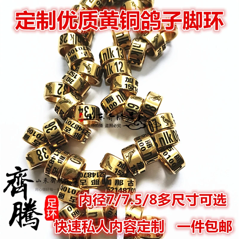 定制鸽子脚环鸽子用品刻字激光刻字黄铜环信鸽观赏鸽足环鸽环订做