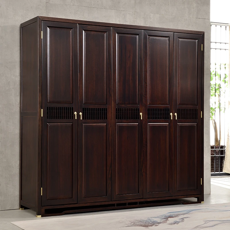 新中式南美黑檀木衣柜复古卧室全实木四门五门大衣橱家用储物柜