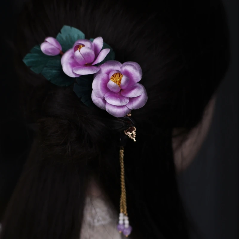 隐木【花开似锦】非遗桑蚕丝绒花芍药温柔古风古典头饰