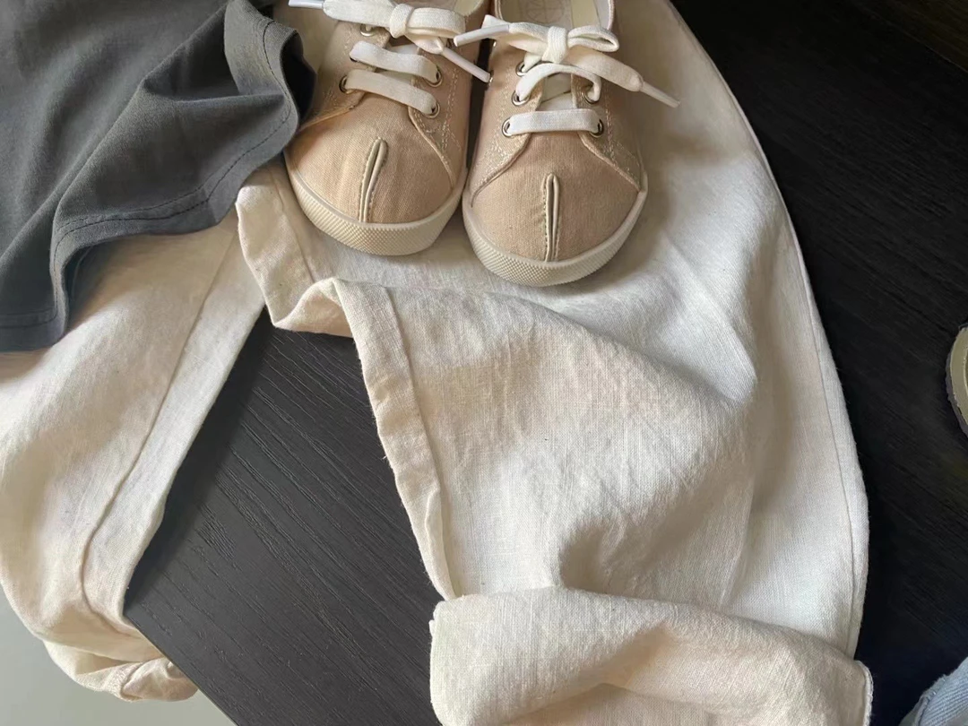 韩国两色假分趾布鞋