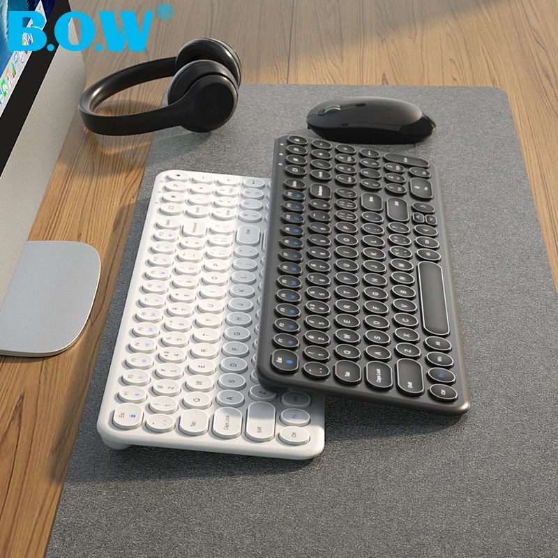 BOW航世可充电无线键盘鼠标办公键鼠套装女生可爱超薄便携静音