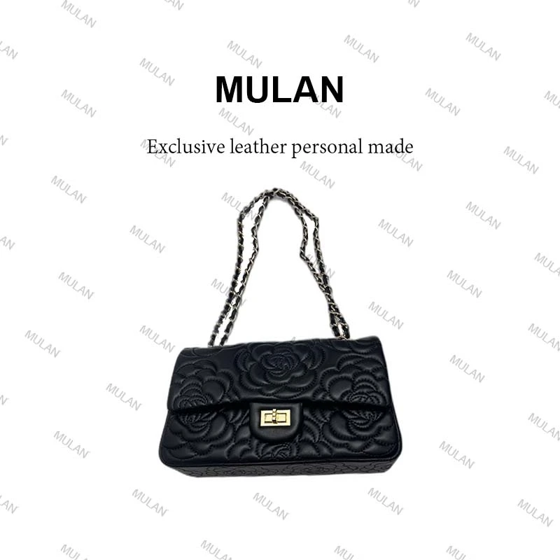 【沐澜】2024夏季新款手工真皮高定女包3011黑色气质时尚百搭女士