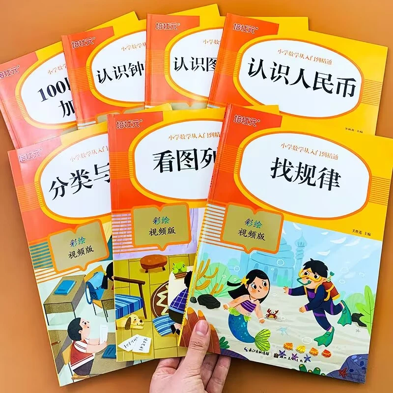 【彩绘视频版】一二年级看图列式 认识人民币 找规律数学专项训练