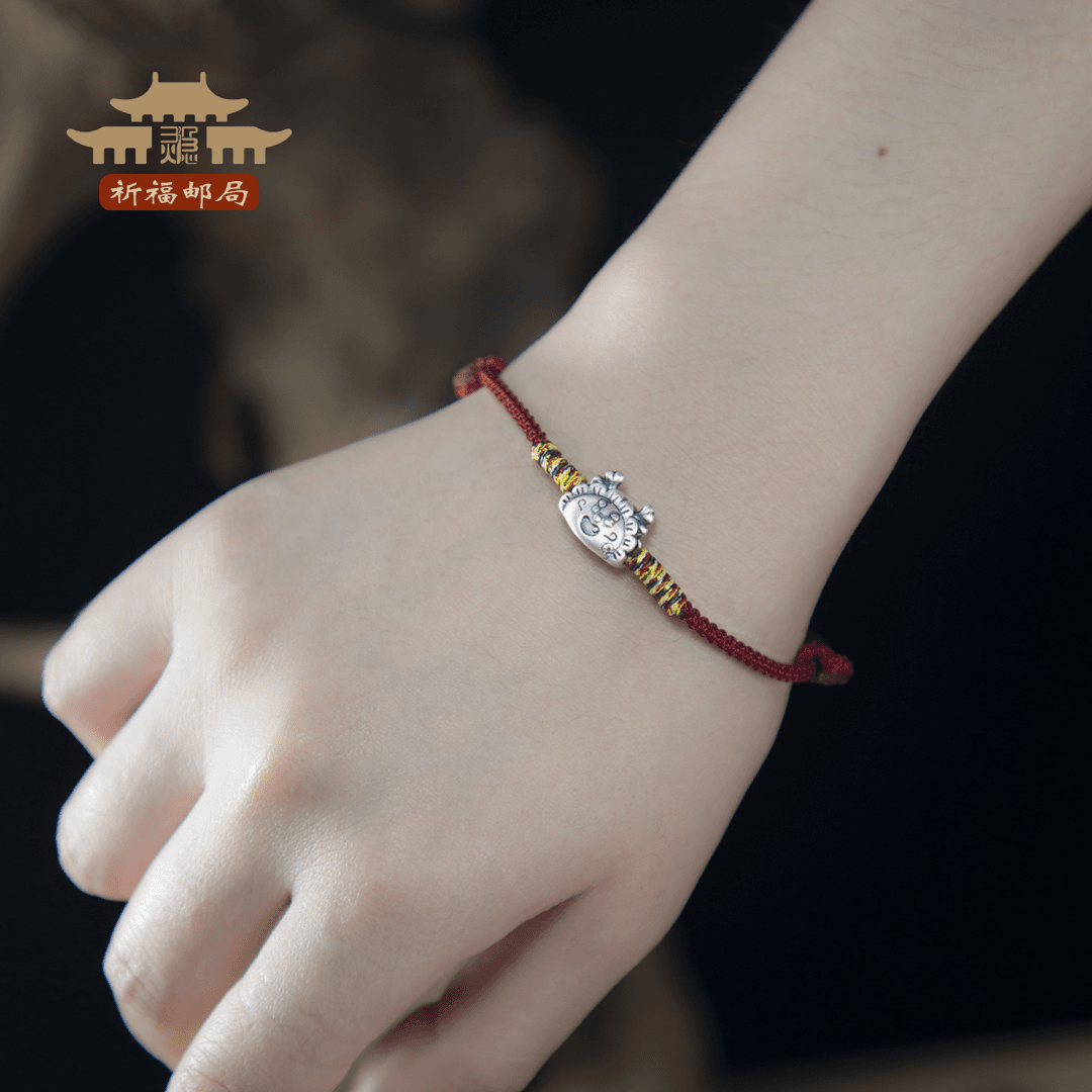 足银手链 龙年！999足银小龙饺手工编绳百搭手链