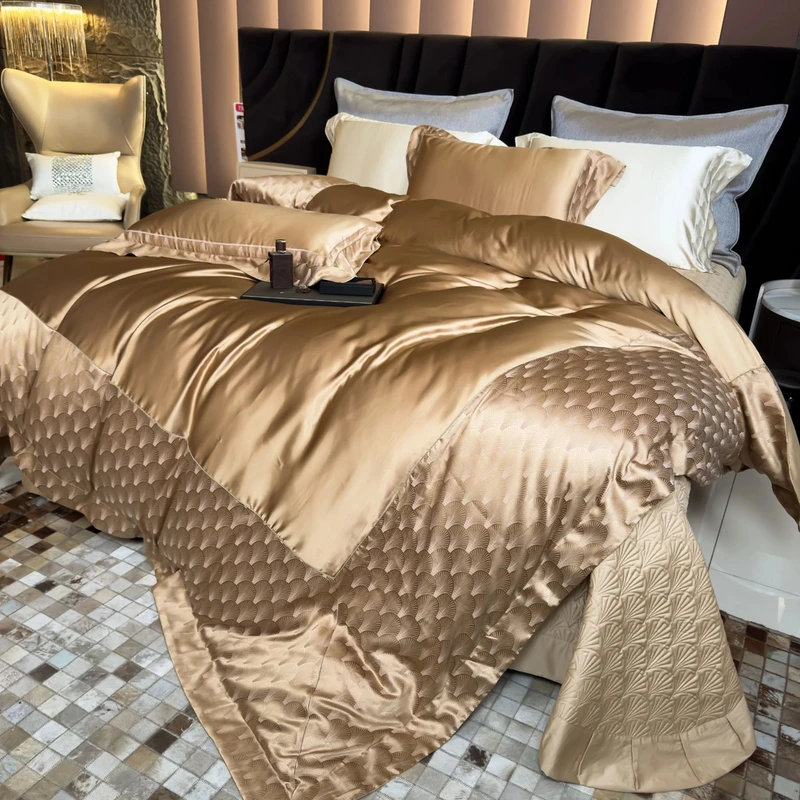 【赫拉】明超高端轻奢桑蚕丝真丝埃及棉提花床单款四件套五件套