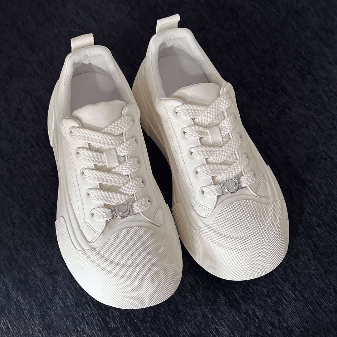 【思韵】2024秋季新款牛皮厚底小白鞋女学院风板鞋潮流休闲鞋子