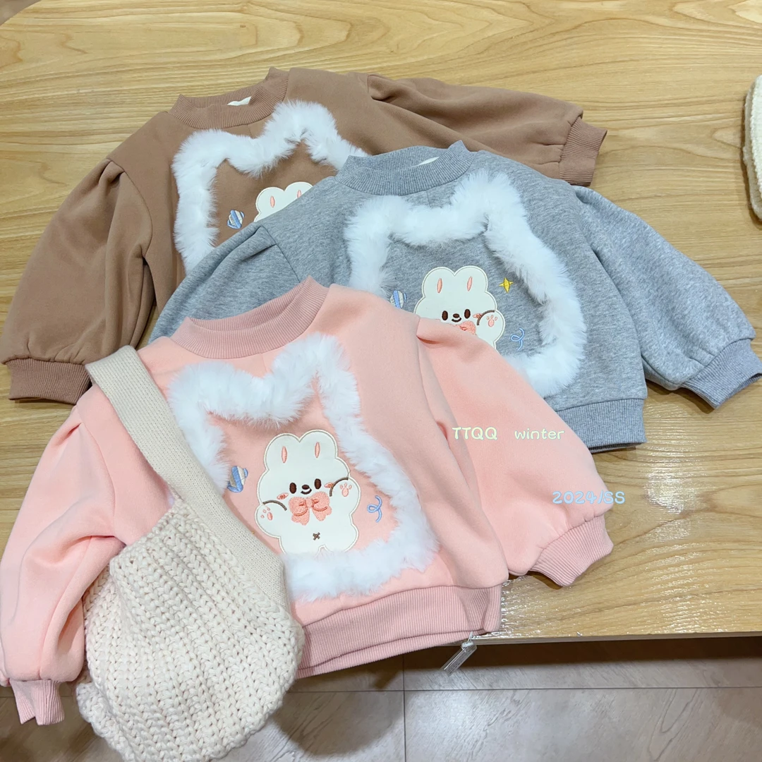 春秋新款中小童女童可爱兔兔上衣时尚流行女童儿童加厚卫衣579