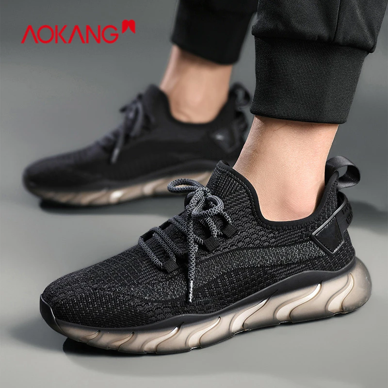 Aokang/奥康男鞋2025爆款新款高颜值休闲耐磨跑步鞋飞织运动鞋男