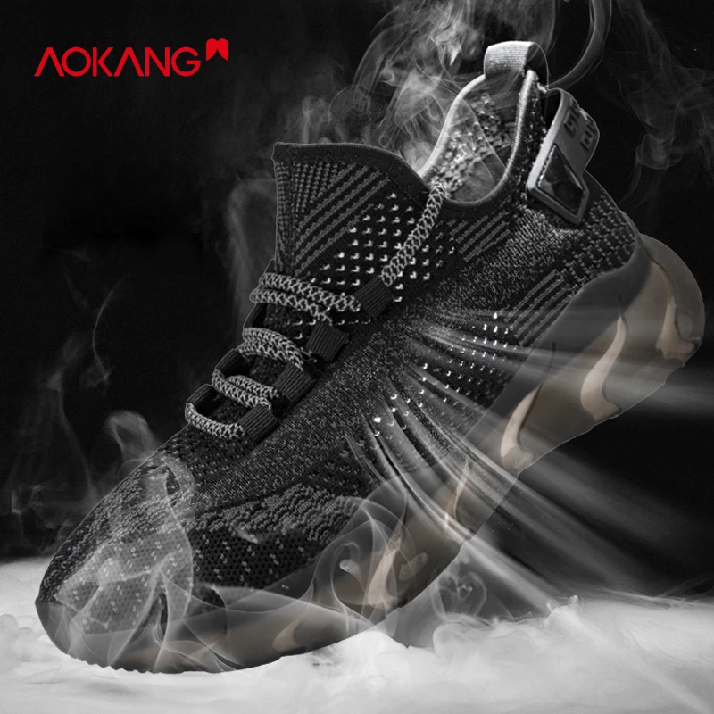 Aokang/奥康男鞋2025爆款新款一秒入夏跑步鞋飞织运动网面透气鞋
