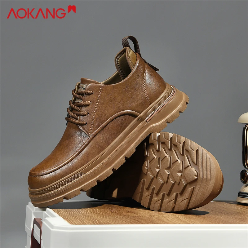 Aokang/奥康男鞋秋季百搭复古工装风低帮马丁靴男士防水防滑板鞋