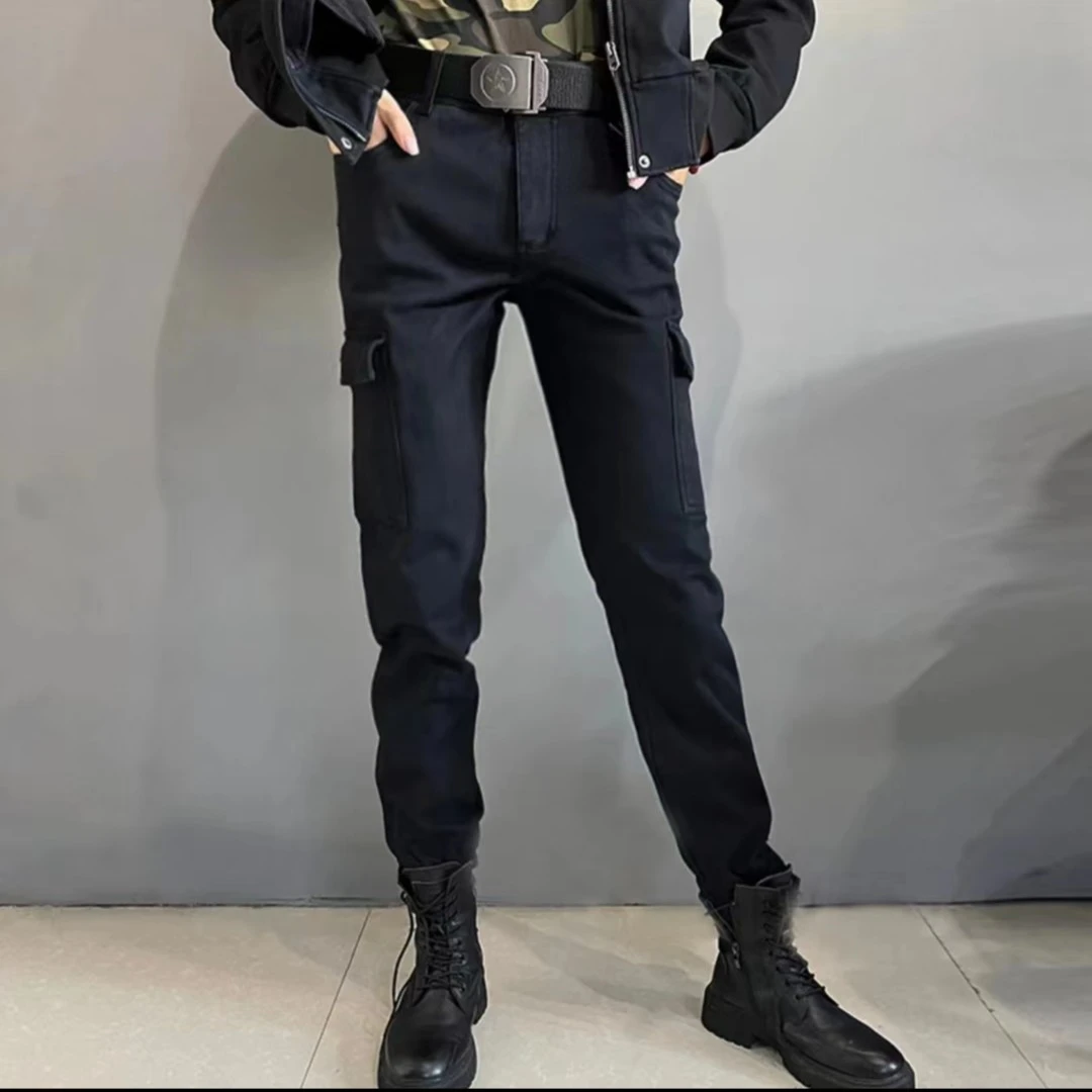 时尚户外休闲工装裤长裤加绒加厚秋冬9835