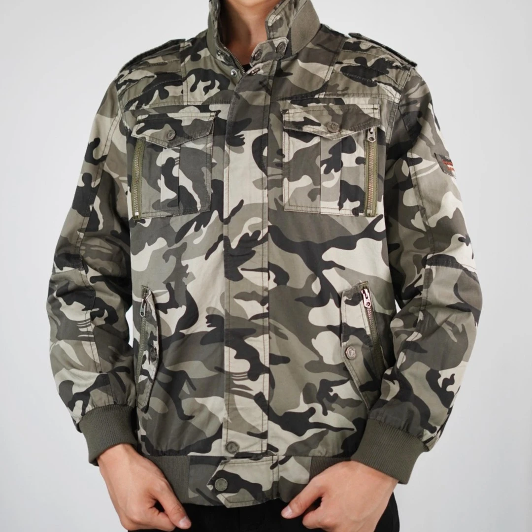 休闲男外套上衣男士夹克运动户外透气迷彩6052