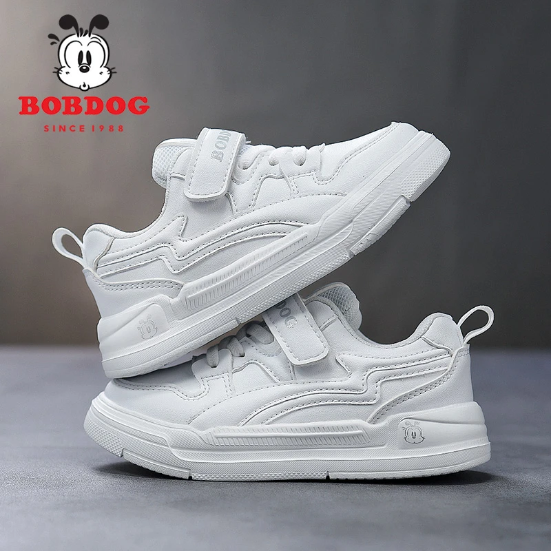 巴布豆男童鞋春秋款2025新款小白鞋女孩儿童中大童跑步休闲板鞋子