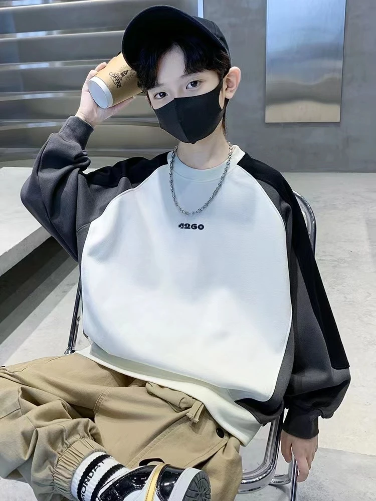 【笔墨少年4260圆领卫衣】2024新款上新青少年潮流时尚百搭卫衣