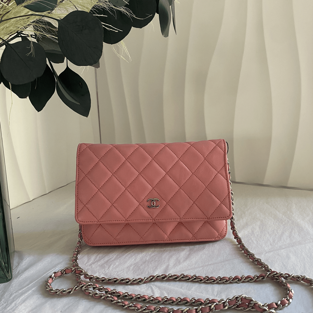 95新 Chanel/香奈儿 WL 粉色woc链条包