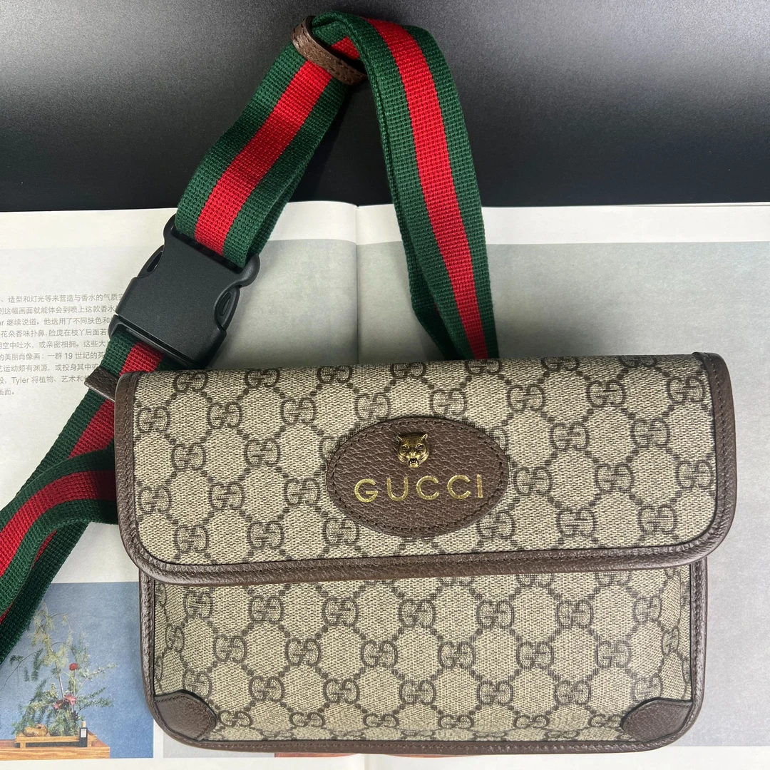95新 GUCCI/古驰 虎头单面胸包