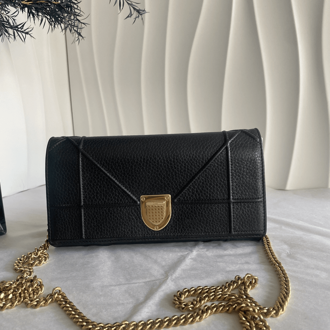 95新 DIOR/迪奥 WL 黑色盾牌翻盖钱包