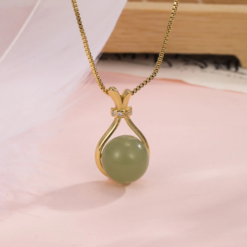 钛钢项链 宠粉浮力HXL708【绿石盒子项链】气质时尚百搭轻奢精美