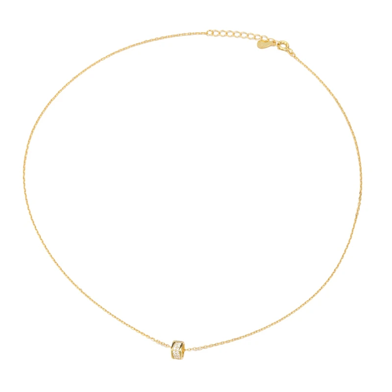 坠链均925银合成锆石 HXL1421【金色卷白锆小满腰项链】长40+3.5cm