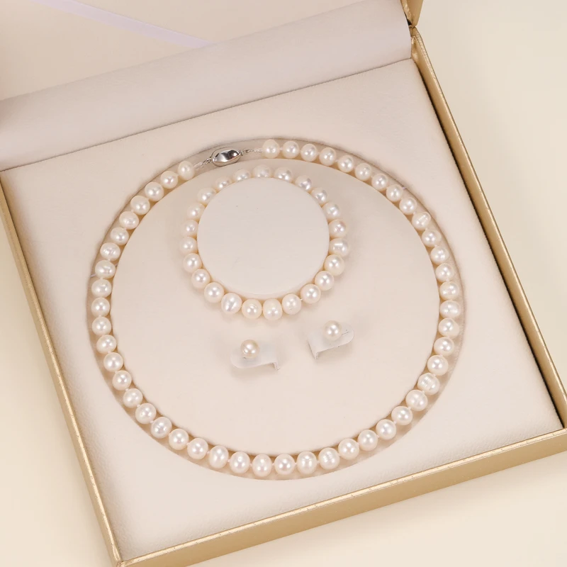 HXL1792【珍珠套装】珍珠项链、耳钉、手链