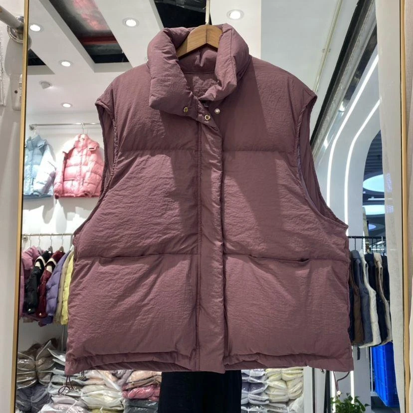 厂家直销支持一件代发羽绒马甲女小个子冬季新款韩版复古立领纯色