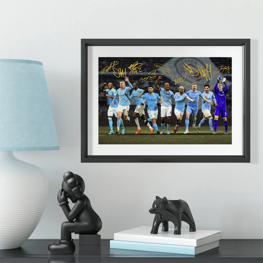 曼城名宿阿圭罗德布劳内实木装饰相框照片墙桌摆挂框摆件酒吧壁画