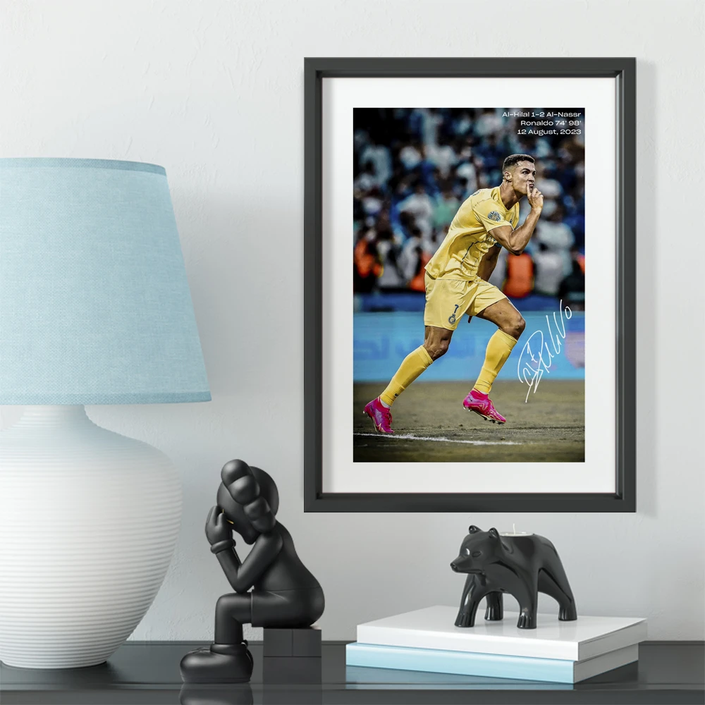 C罗利雅得胜利逆境之王实木装饰相框照片墙桌摆挂框摆件酒吧壁画